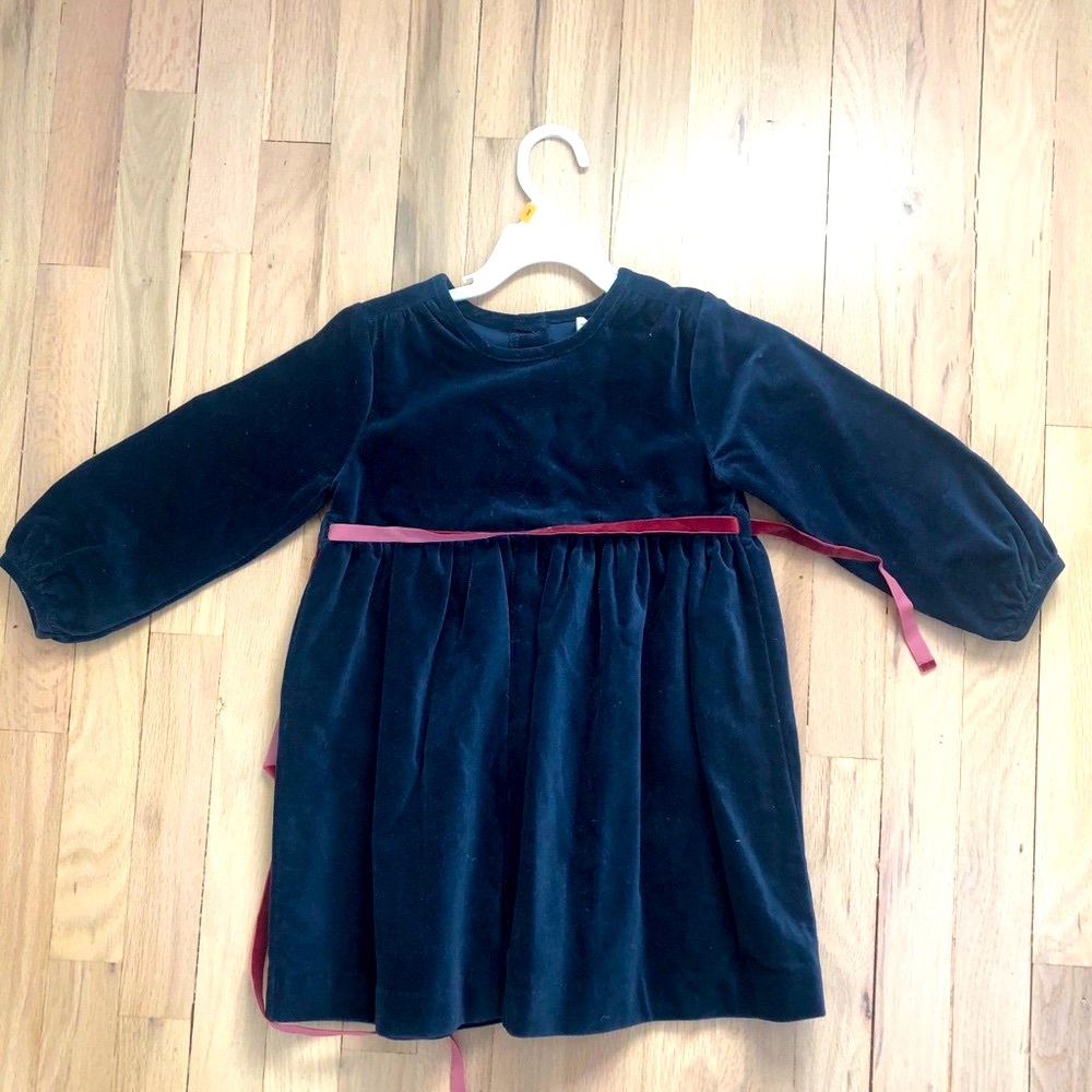 Olive Juice Navy velvet dress